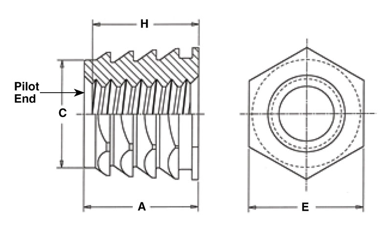 Part # ITC-M4, Molded-in Threaded Inserts, Thru-Threaded - Metric On  PennEngineering