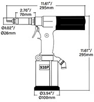ATLAS® RIV 938P Pull-To-Pressure Tool Dimensional Drawing